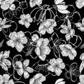 White, gray, black cherry flowers in oriental style Royalty Free Stock Photo
